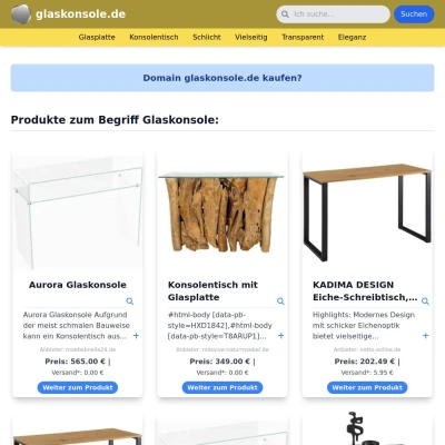 Screenshot glaskonsole.de