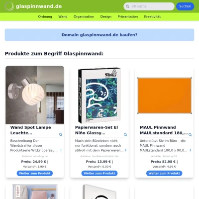 Screenshot glaspinnwand.de