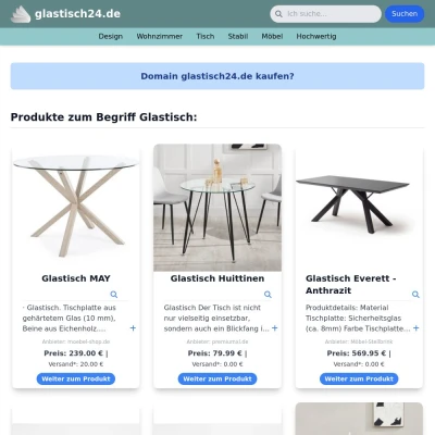 Screenshot glastisch24.de
