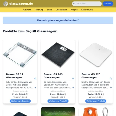 Screenshot glaswaagen.de