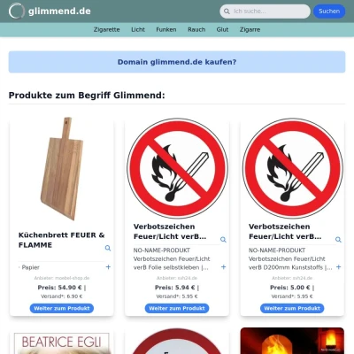 Screenshot glimmend.de