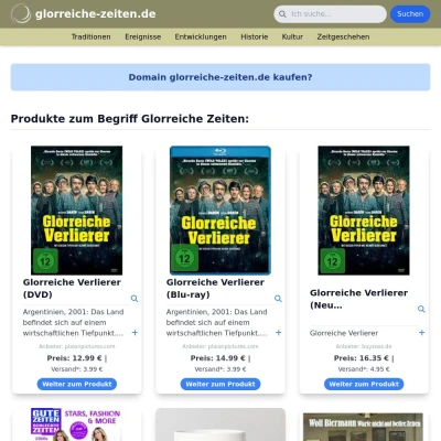 Screenshot glorreiche-zeiten.de