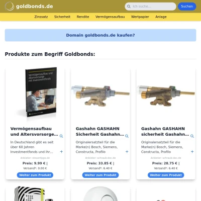 Screenshot goldbonds.de