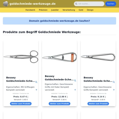 Screenshot goldschmiede-werkzeuge.de