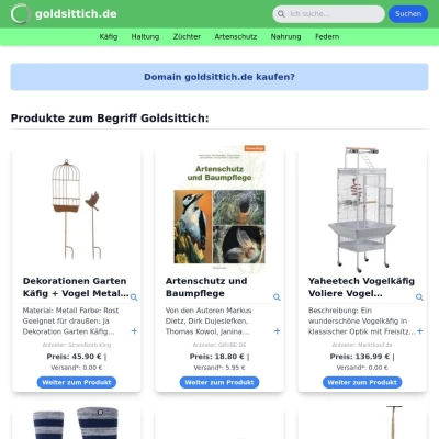 Screenshot goldsittich.de