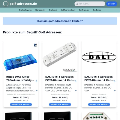 Screenshot golf-adressen.de