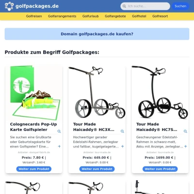 Screenshot golfpackages.de