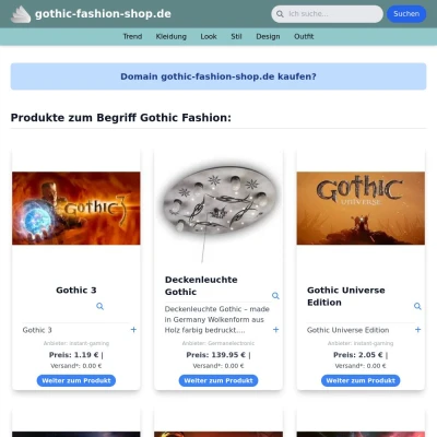 Screenshot gothic-fashion-shop.de