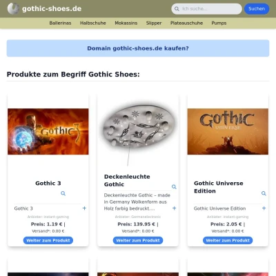 Screenshot gothic-shoes.de