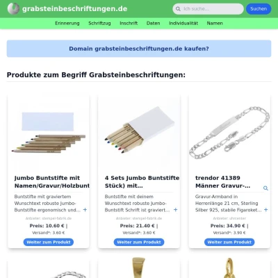 Screenshot grabsteinbeschriftungen.de