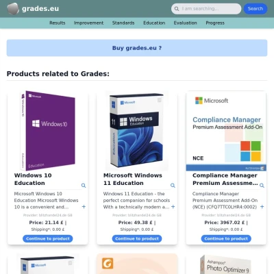 Screenshot grades.eu