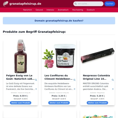 Screenshot granatapfelsirup.de