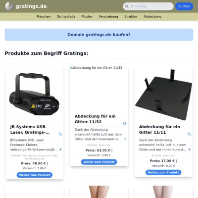 Screenshot gratings.de