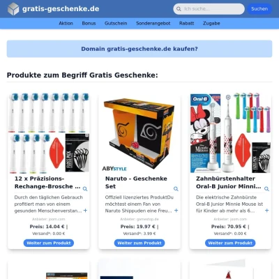 Screenshot gratis-geschenke.de