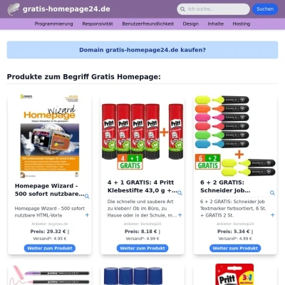 Screenshot gratis-homepage24.de