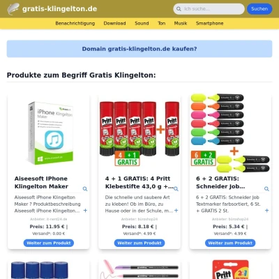 Screenshot gratis-klingelton.de