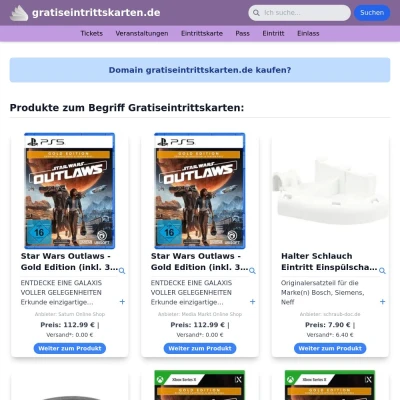 Screenshot gratiseintrittskarten.de