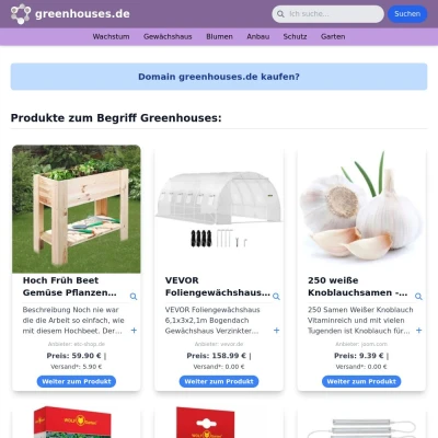 Screenshot greenhouses.de