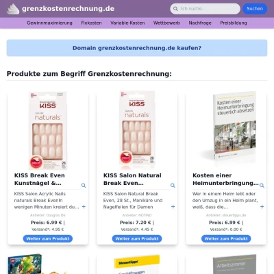 Screenshot grenzkostenrechnung.de