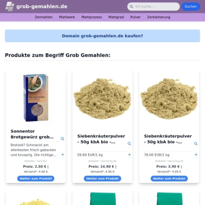 Screenshot grob-gemahlen.de