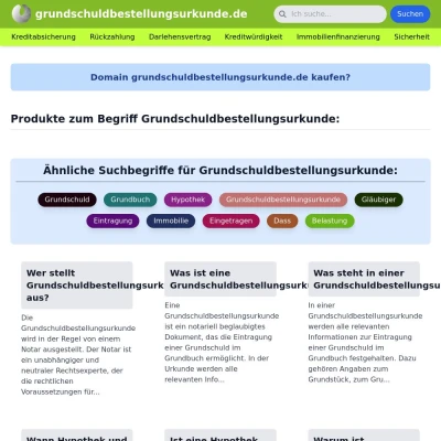 Screenshot grundschuldbestellungsurkunde.de