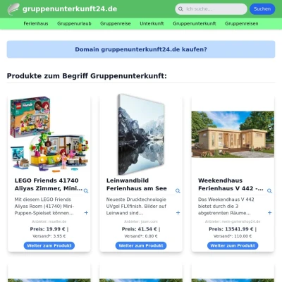 Screenshot gruppenunterkunft24.de