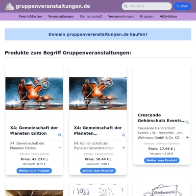 Screenshot gruppenveranstaltungen.de