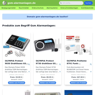Screenshot gsm-alarmanlagen.de