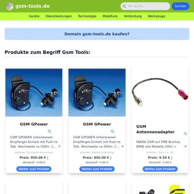 Screenshot gsm-tools.de