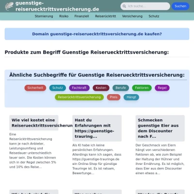 Screenshot guenstige-reiseruecktrittsversicherung.de