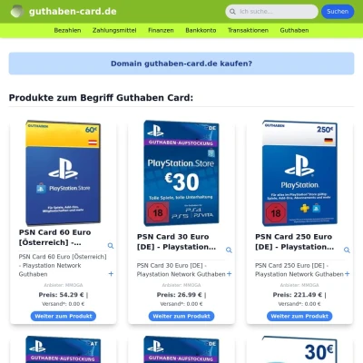 Screenshot guthaben-card.de