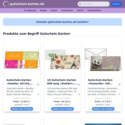 Screenshot gutschein-karten.de