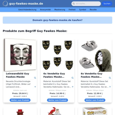 Screenshot guy-fawkes-maske.de