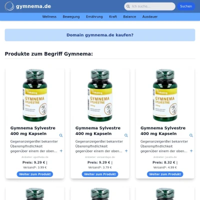 Screenshot gymnema.de