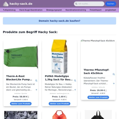 Screenshot hacky-sack.de