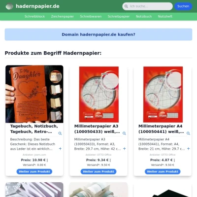 Screenshot hadernpapier.de