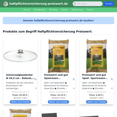 Screenshot haftpflichtversicherung-preiswert.de