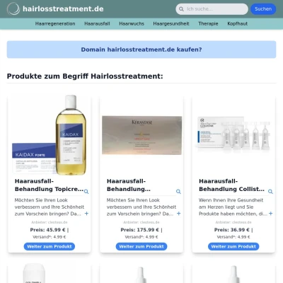 Screenshot hairlosstreatment.de