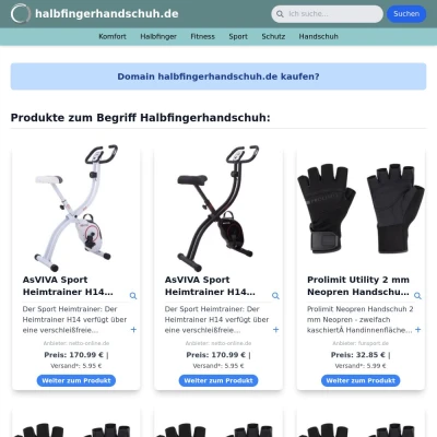 Screenshot halbfingerhandschuh.de