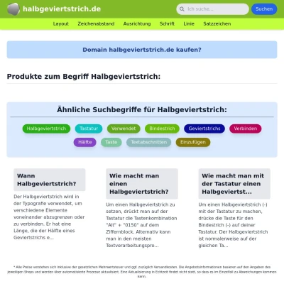 Screenshot halbgeviertstrich.de