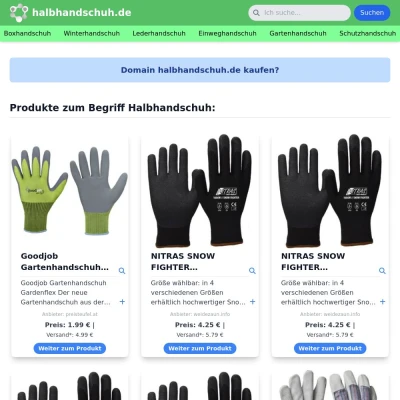 Screenshot halbhandschuh.de