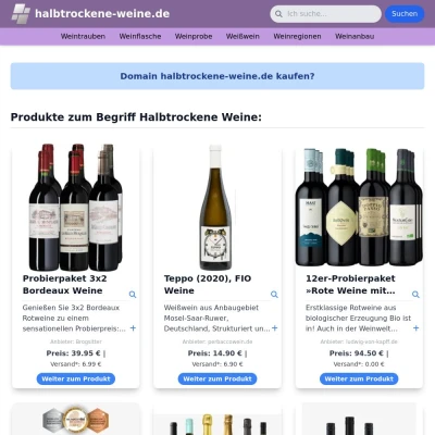 Screenshot halbtrockene-weine.de