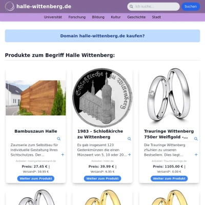 Screenshot halle-wittenberg.de