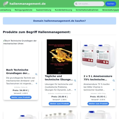 Screenshot hallenmanagement.de