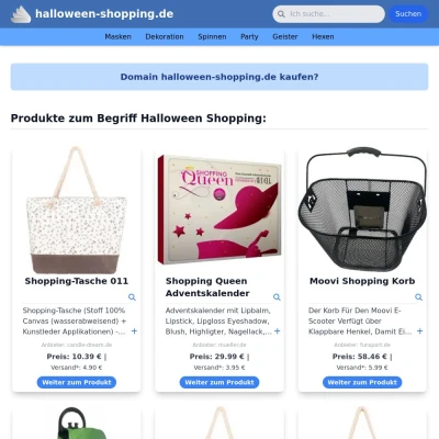 Screenshot halloween-shopping.de