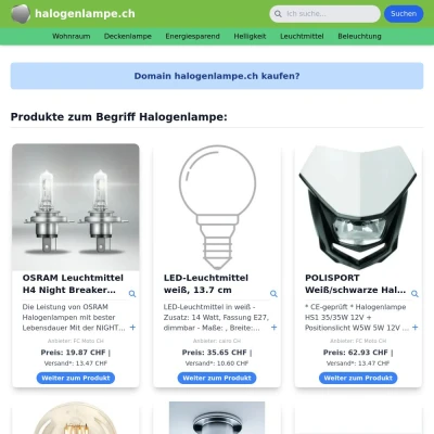 Screenshot halogenlampe.ch