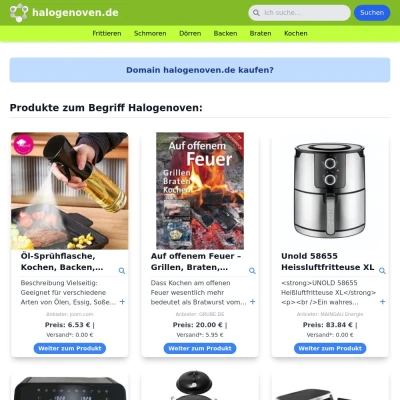 Screenshot halogenoven.de