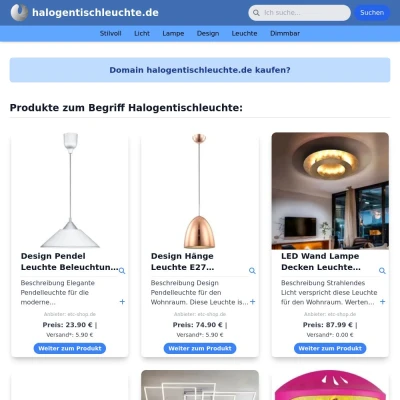 Screenshot halogentischleuchte.de