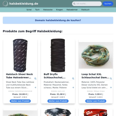 Screenshot halsbekleidung.de