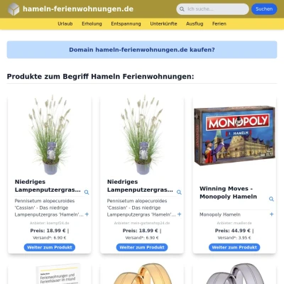 Screenshot hameln-ferienwohnungen.de